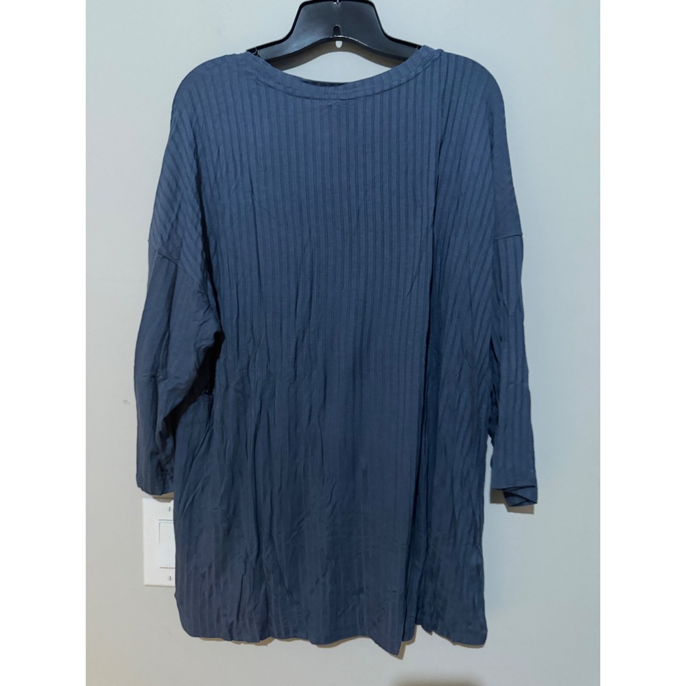 Torrid Sleep Blue Ribbed Long Sleeve Tunic Top Oversized Comfort Size 1 - Picture 4 of 4